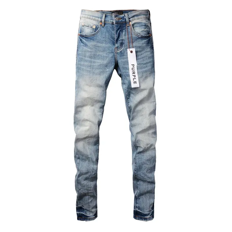 Jeans di marca viola moda di alta qualità high Street Blue Patch moda riparazione di alta qualità pantaloni Skinny in Denim a vita bassa