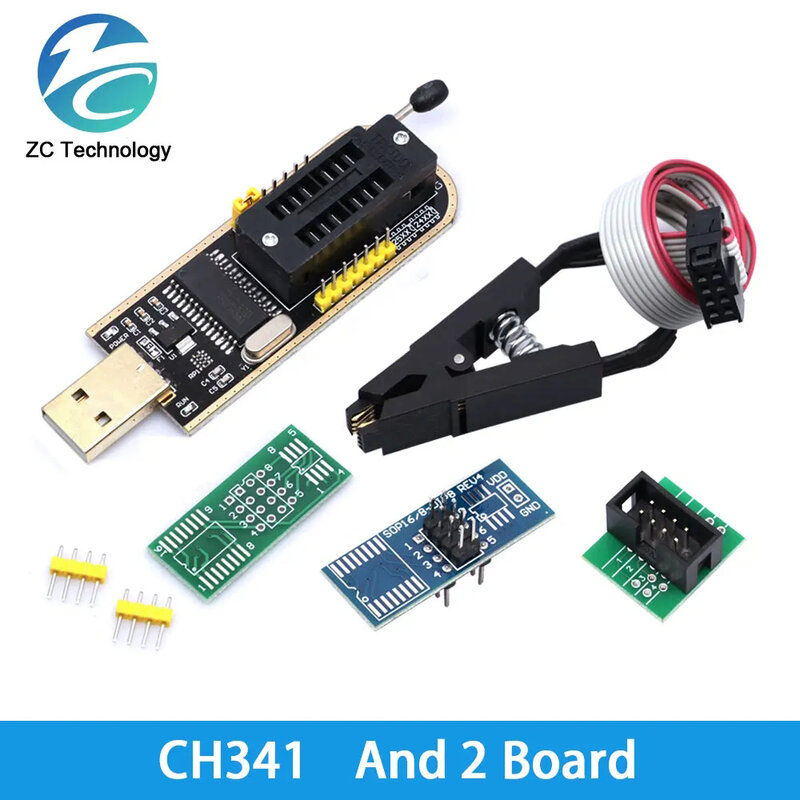 Ban Đầu CH341A 24 25 Loạt EEPROM Flash BIOS USB Lập Trình Viên Module + SOIC8 SOP8 Clip Test Cho EEPROM 93CXX / 25CXX / 24CXX