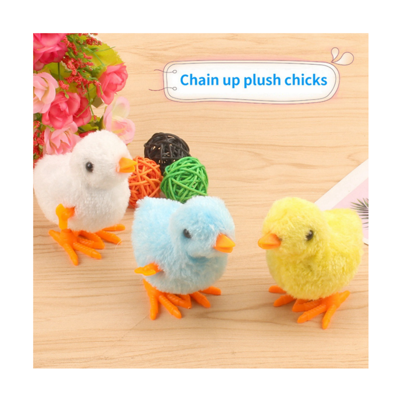 5Pcs Easter Wind Up Chick Toys Novelty Jumping Chicken Gag Plush Baby Chicks Toys Favors Gift for Kids Girls