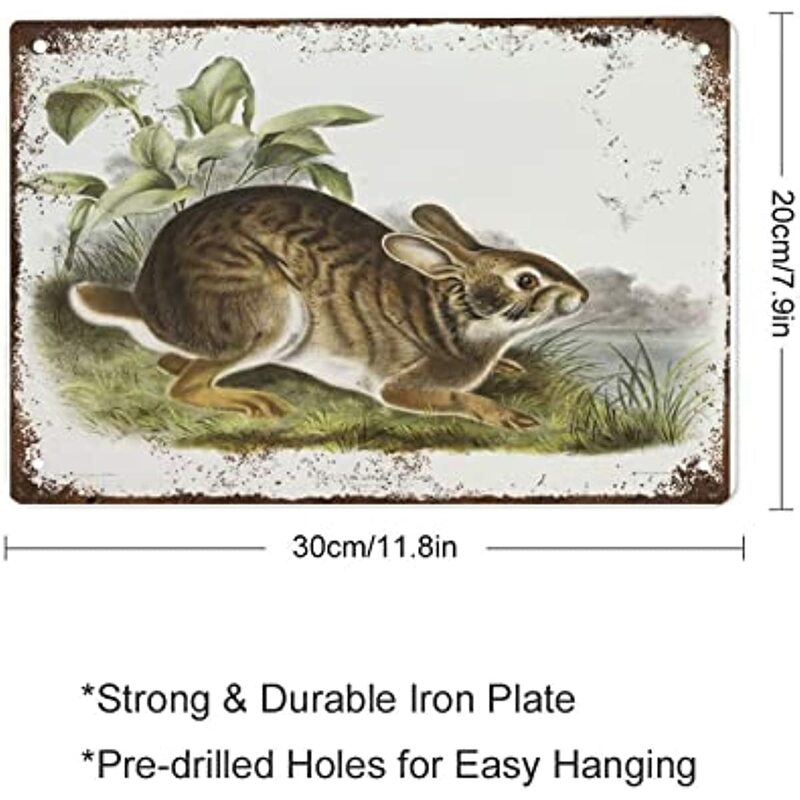 الأرنب طباعة ، العتيقة الحيوان اللوحة رسم تين تسجيل جدار الفن ديكور مستنقع الأرنب Vintage الحيوان نمط جدار ديكور أمي هدية
