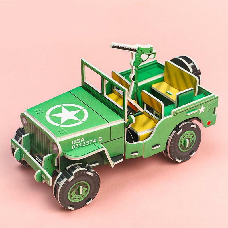 Kit modelo de carro de papelão 3D para criança, quebra-cabeça, quebra-cabeças educacionais, conjunto educacional DIY escolar