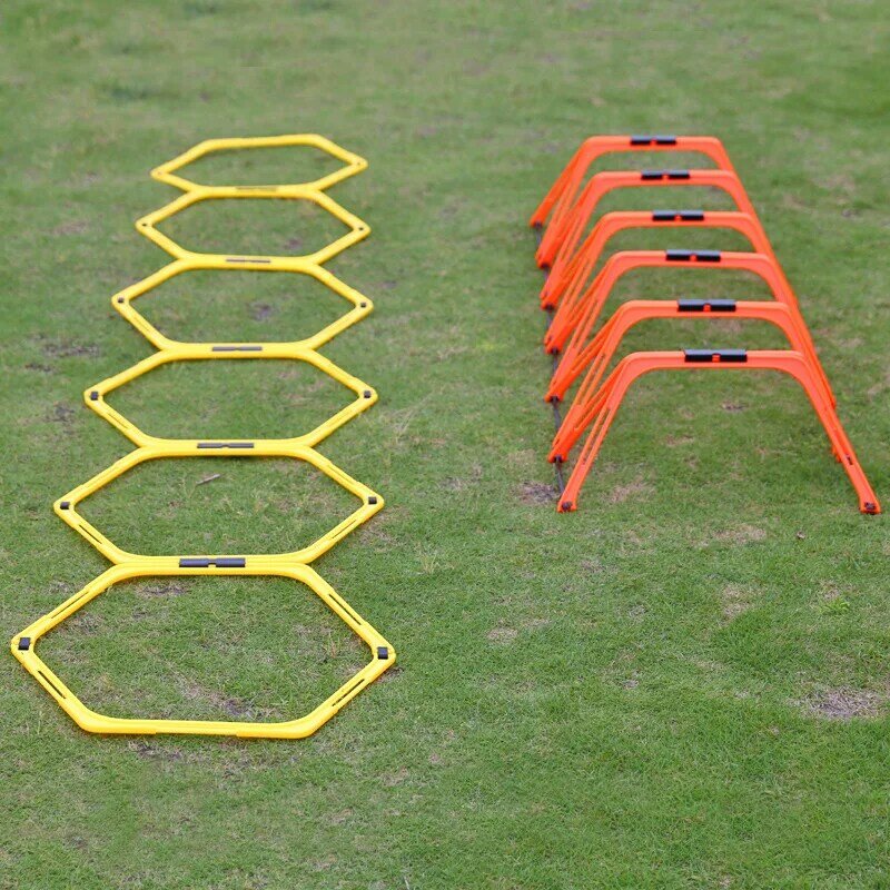 Anillos de entrenamiento de piezas, equipo de fútbol de agilidad, plegable, hexagonal, escalera de fútbol, ejercicio, multisuministros, obstáculos hexagonales, 6 uds.