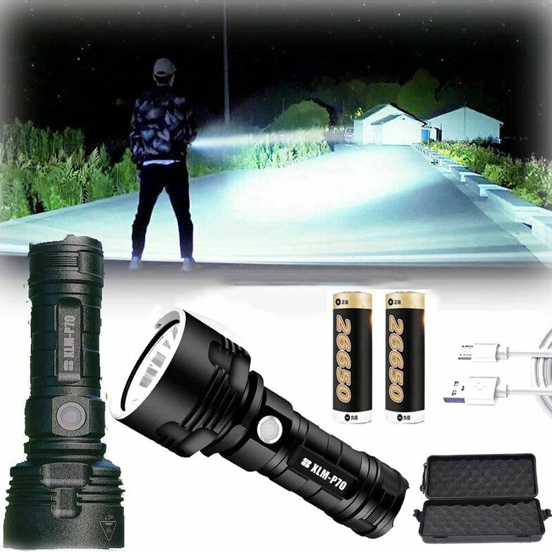 LED Flashlight Super Powerful Campe Lamp Waterproof USB Charging Flashlight Outdoor 26650 Battery Rechargeable Torch Wholesale