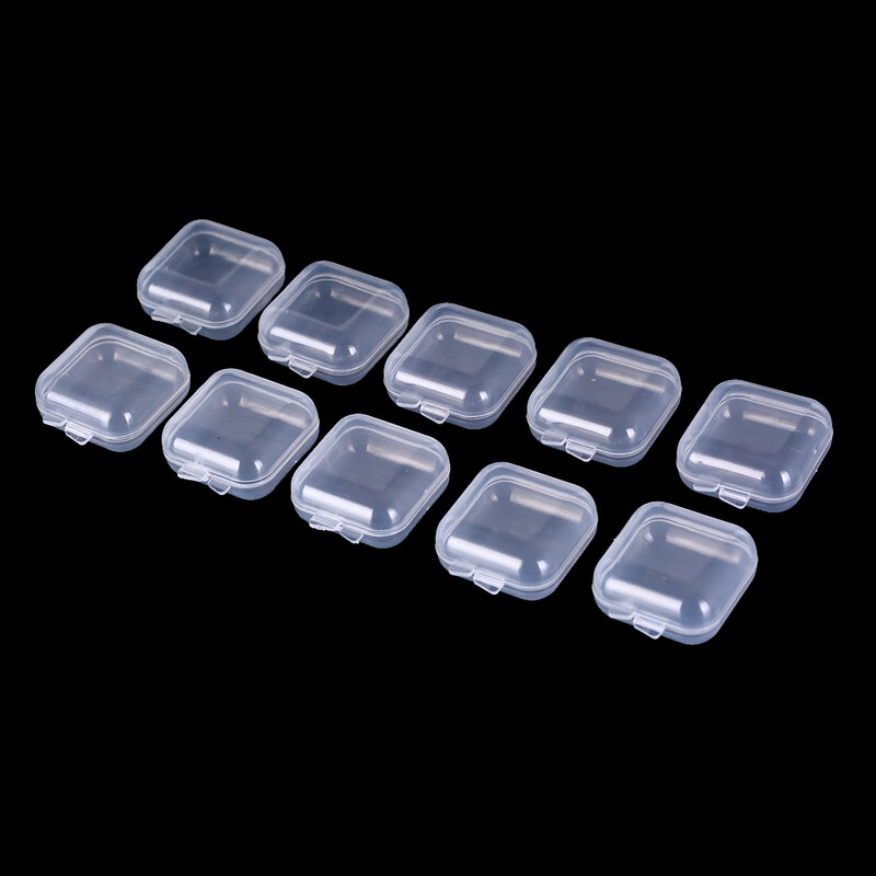 미니 흰색 사각형 투명 플라스틱 귀마개 보관 상자 케이스, 구슬 메이크업 투명 정리함, 선물 상자, 1 개, 10 개, 20 개, 50 개