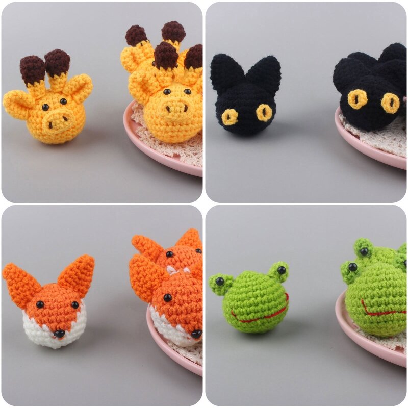 Handmade Crochet Animal for Head Knitting Beads DIY Baby Pacifier Chain Chewable Accessories Infant Newborn Teether