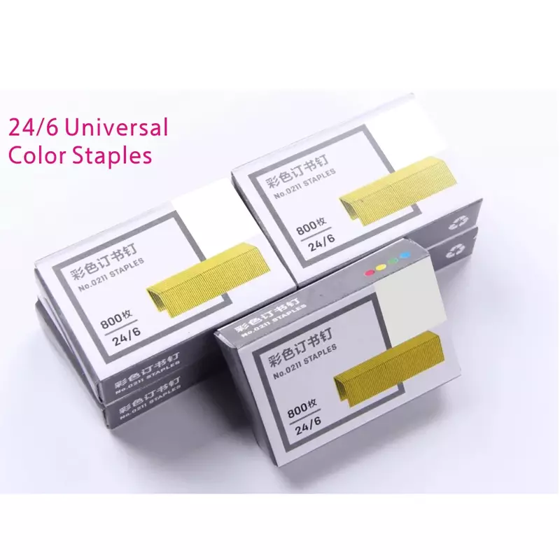 Color stapler stationery binder office staples universal 24/6 12# stainless steel binding suitable for small staple binding