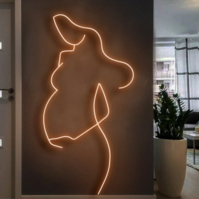 Pregnant Woman Neon Sign Woman LED Neon Sign Neon Pregnant Woman  baby showr party decor  Gift for Pregnant Mom and Friend