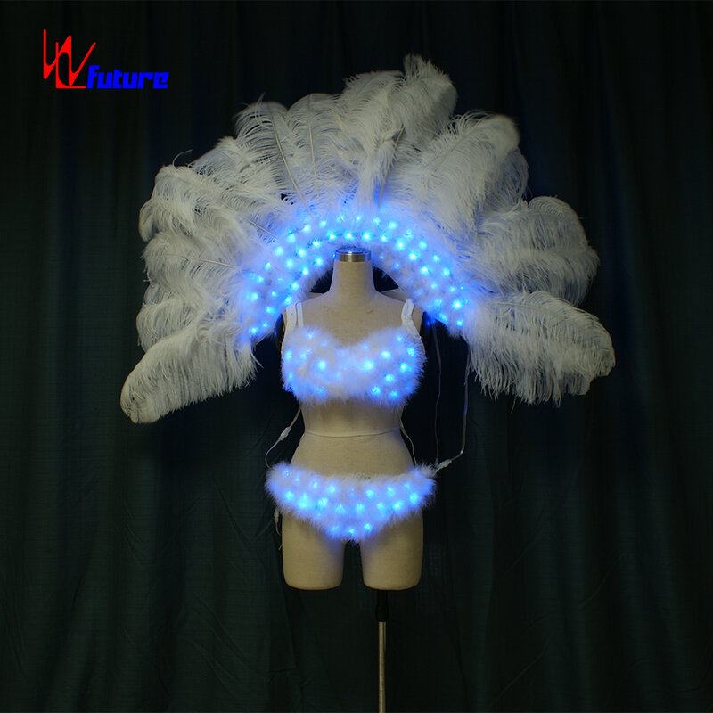 WL-0187 LED Light Brazil Carnival Dance Costumes LED Light Feather Wings zaino showgirl Performance Wear Dancewear esotico