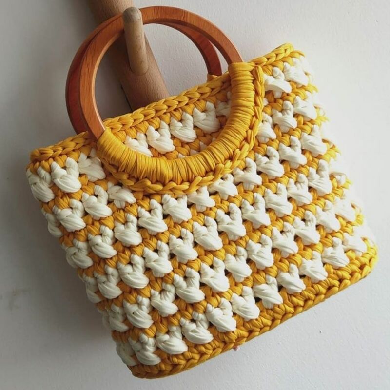 Tecido crochê saco para mulheres, tecido tote, bolsa de ombro, casual, cesta de compras, designer, novo design