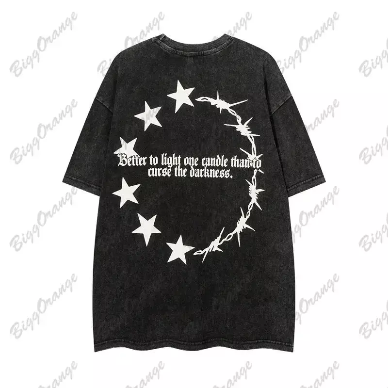 Винтажная футболка в стиле Харадзюку, свободная футболка с коротким рукавом, женская футболка оверсайз с графическим рисунком, одежда y2k