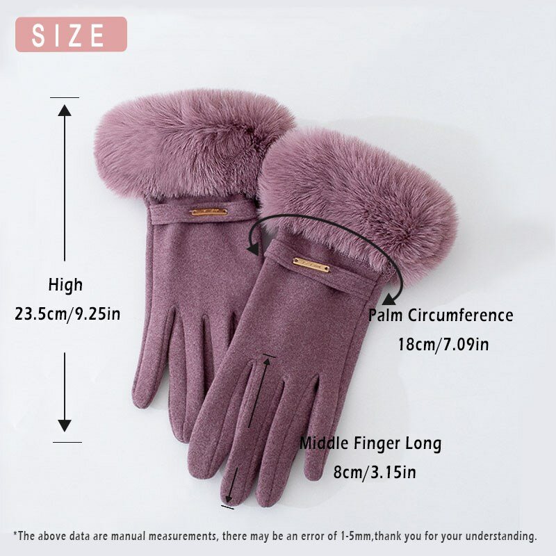 Guanti invernali eleganti da donna Touch Screen guanti addensati in velluto guanti caldi da donna in pelliccia di coniglio