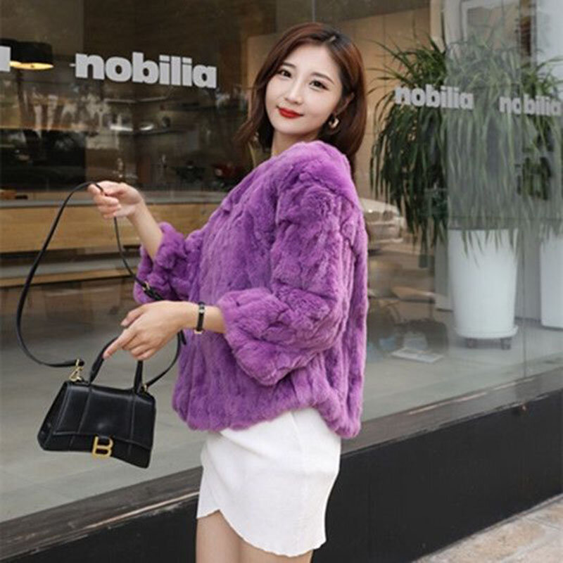 Haining Real Rex Rabbit casaco curto feminino, pele preguiçosa coreana, um casaco solto, novo, moda outono e inverno, 2023