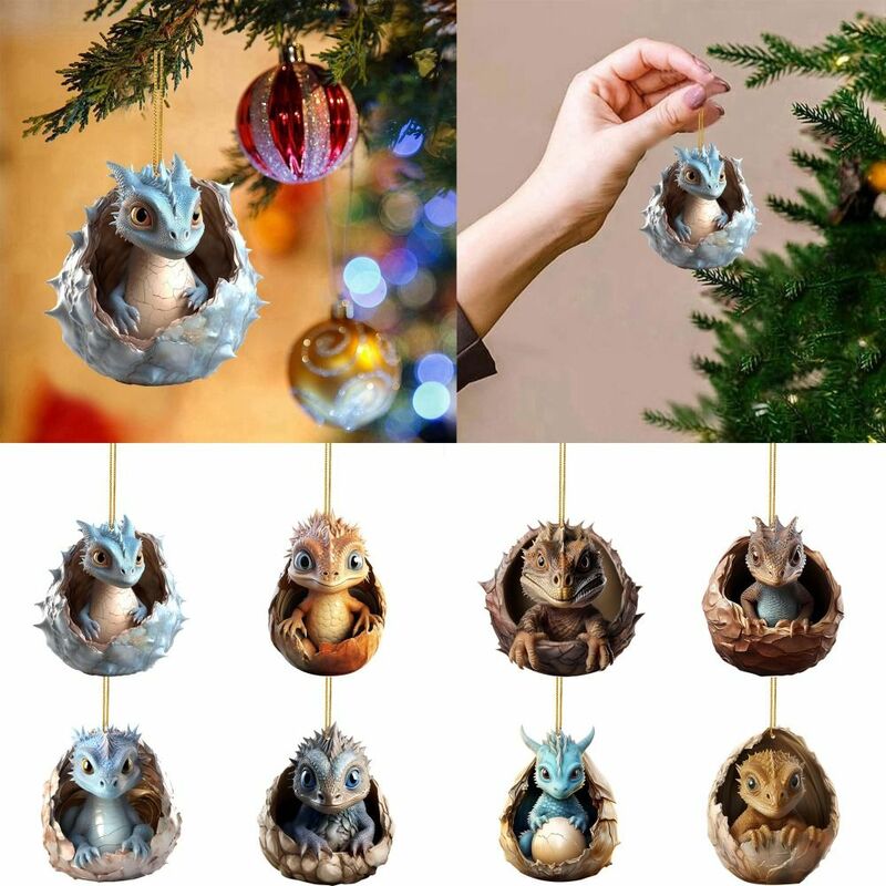1PC Cute Dragon Baby Hanging Ornament Charm Acrylic Christmas Tree Decorations Gifts Xmas Tree Car Hanging Decorations