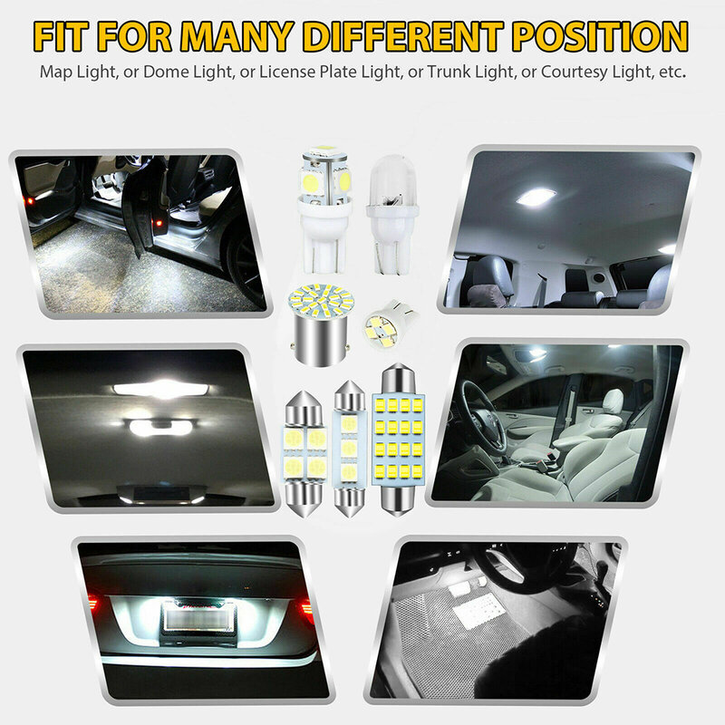 Lâmpada LED placa para carro, kit de luz branca, substituição para Trunk Footwell, cúpula e mapa, 31mm, 36mm, 41mm, 1157 T10, 42PCs