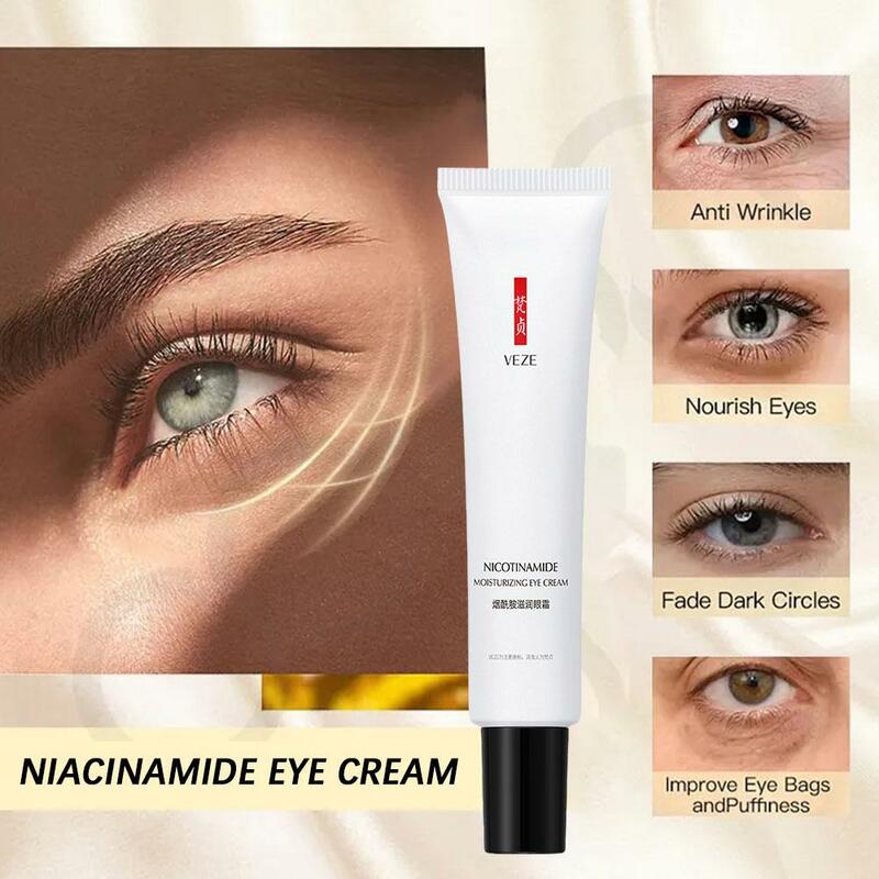 Crema hidratante de niacinamida para ojos, crema antiarrugas, cuidado circular de ojos, antienvejecimiento, antihinchazón, O1 x 6