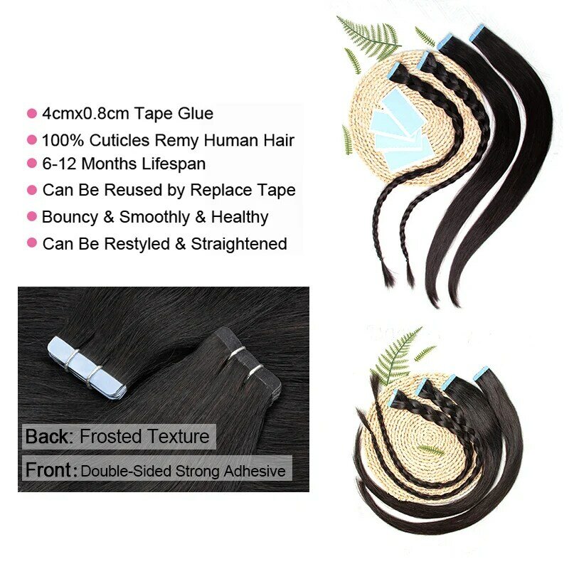 30 Inch long Hair Tape in Extension Human Hair Bundles Remy  Silk Straight Tape in Hair Extensions Remy Skin Weft Tape Ins 20pcs