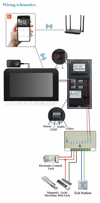 Tuya WiFi monitor da 7 pollici 2/3/4 appartamento/famiglia videocitofono citofono campanello IR telecamera impermeabile controllo accessi