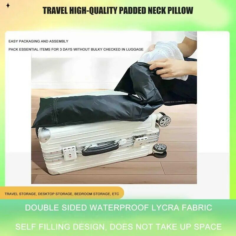 Дорожная наполняемая подушка для шеи, компактная портативная многоразовая подушка для поддержки шеи, Автомобильная подушка для поездки