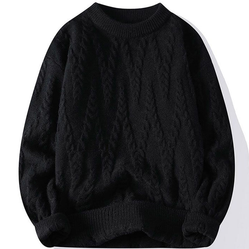 남성용 O-넥 풀오버 스웨터, 트위스트 플라워 패션, 한국 캐주얼 두꺼운 스웨터, 남성 따뜻한 짧은 니트 하의 스웨터, 가을 겨울