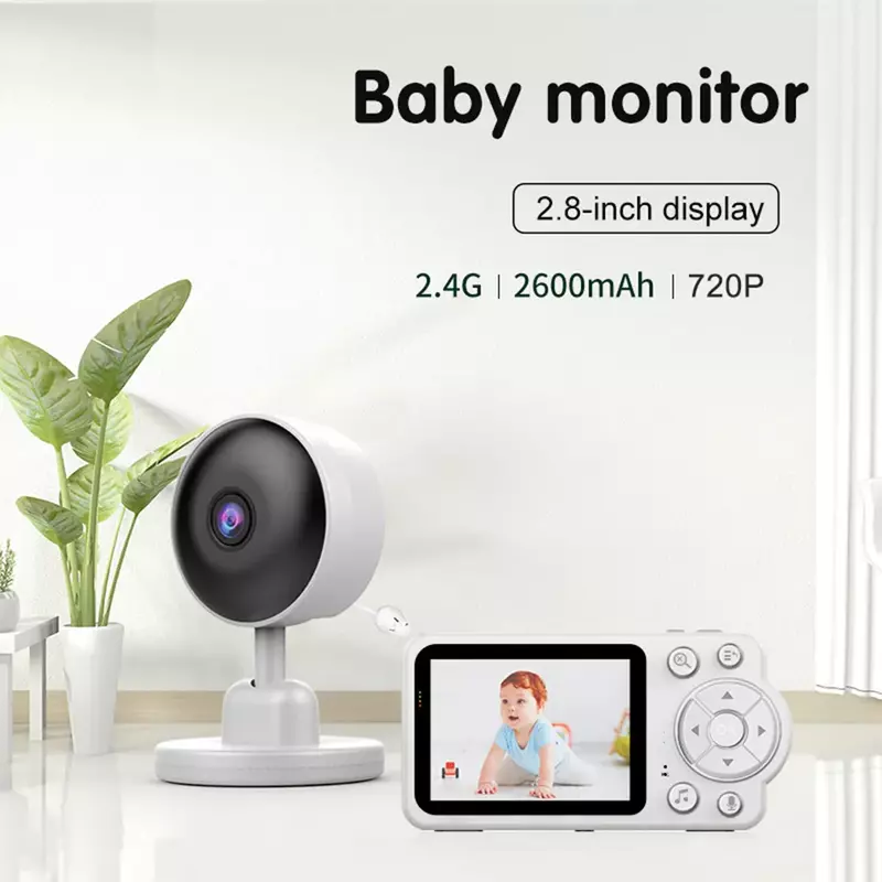 Baby Monitor Inteligente sem fio com Visão Noturna, Câmera de Vigilância Interior, Proteção de Segurança, Two Way Audio, Vídeo, 2,8 polegadas