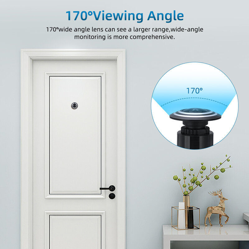 Awapow-minicámara Ojo de puerta WiFi, mirilla de 1080P HD, lente gran angular de 170 °, detección de movimiento, grabación de vídeo
