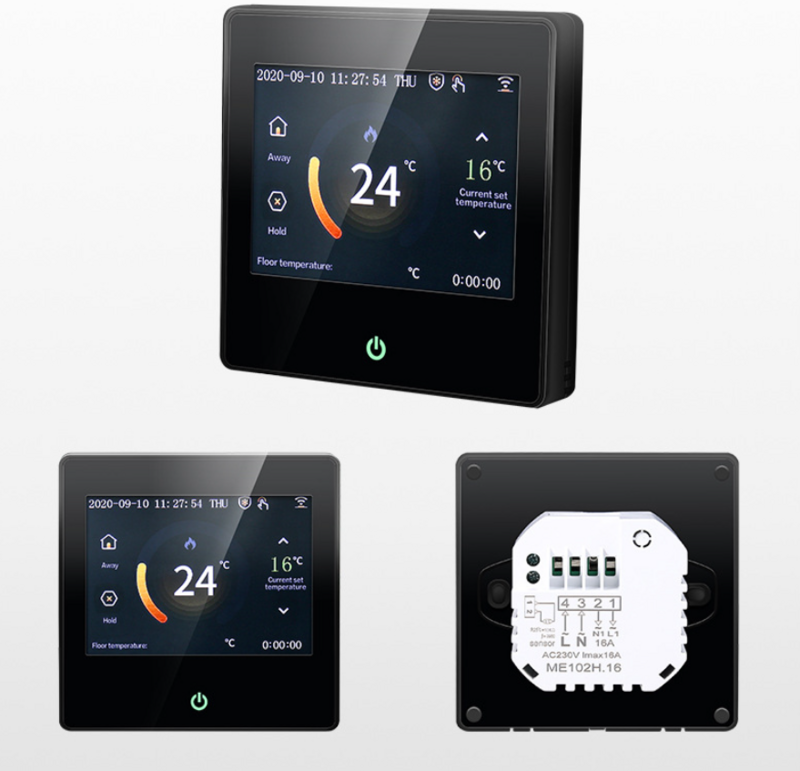 Doodle – Thermostat intelligent WIFI, écran tactile couleur 3.5 pouces, chauffage électrique de l'eau au sol, application murale, commande vocale