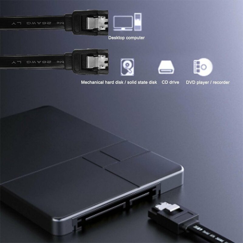 SSD HDD SATA 3.0 III สายข้อมูลไปยัง SSD HDD ฮาร์ดดิสก์ไดรฟ์สาย Sata3มุมขวาตรง6กิกะไบต์/วินาทีสำหรับเมนบอร์ด