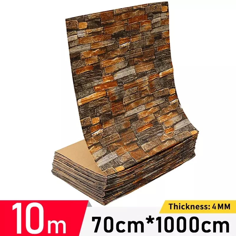 Retro 3D tijolo imitação parede adesivo, móveis adesivos, papel de parede para sala de estar, cozinha, avião, 1 rolo, 5 m, 10m