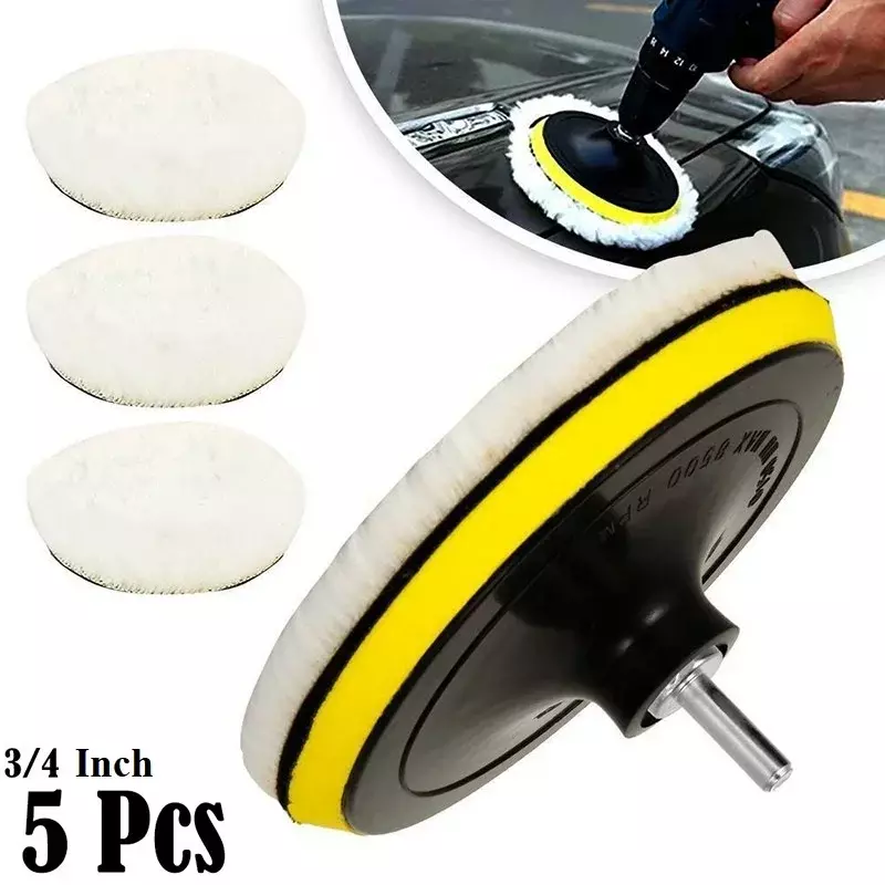 Car Wool Polish Pad 5 Sizes Disc Car Waxing Polishing Buffing Cars Paint Care Polisher Pads Auto Washing Cleaning Accessories