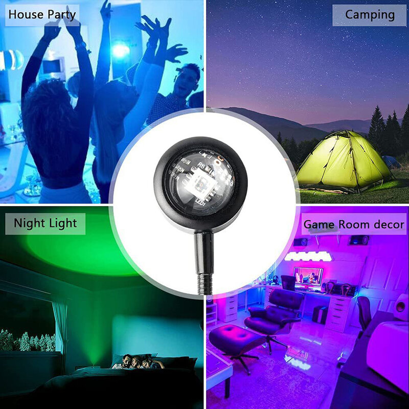 USB Sunset Lamp LED Rainbow Neon Night Light, Projetor, Fotografia, Parede, Atmosfera, Iluminação para Quarto, Casa, Decoração do Quarto, Presente, 1x