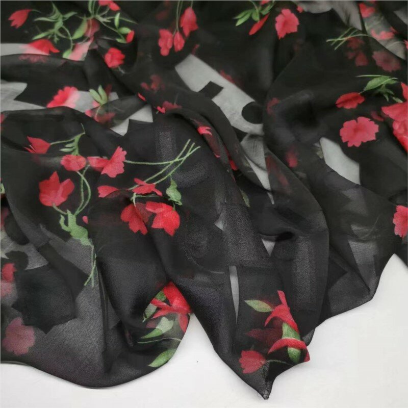 Tissu imprimé en mousseline de soie polyester coupe géométrique, robe de mode bricolage, couture à la main
