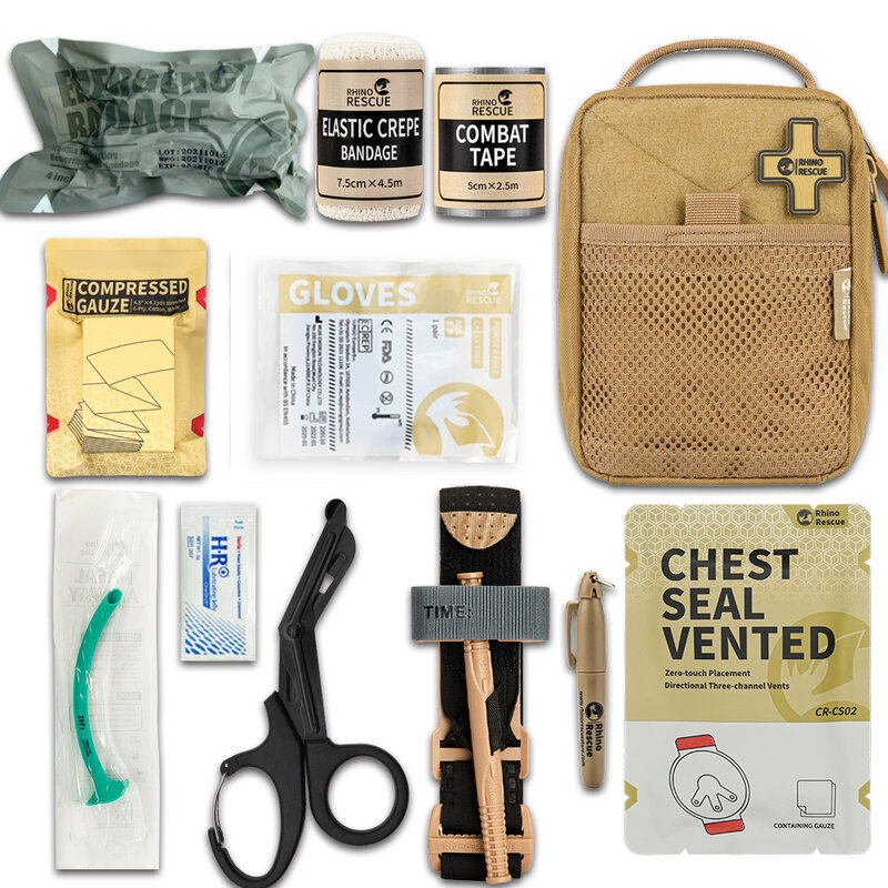 Rhino Rescue-Kit de primeros auxilios táctico Molle, bolsa militar para exteriores, Kit de Trauma, bolsa médica