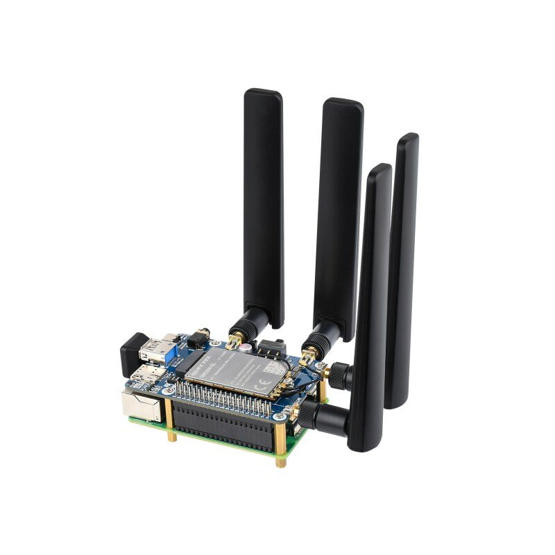 HAT du RM520N-GL 5G de Waveshare pour Raspberry Pi avec le cas, LTE-A d'antennes de façades, bande globale, positionnement de GNSS, appui 3GPP 16, 4G/3G