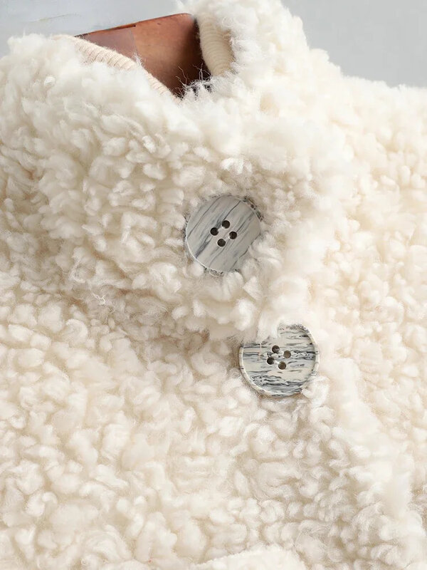 2024 Trend Winter Real Sheep Shearling Coat Female Casual 100% Wool Jackets Women's Fur Coats Ladies Casaco Feminino ZT107