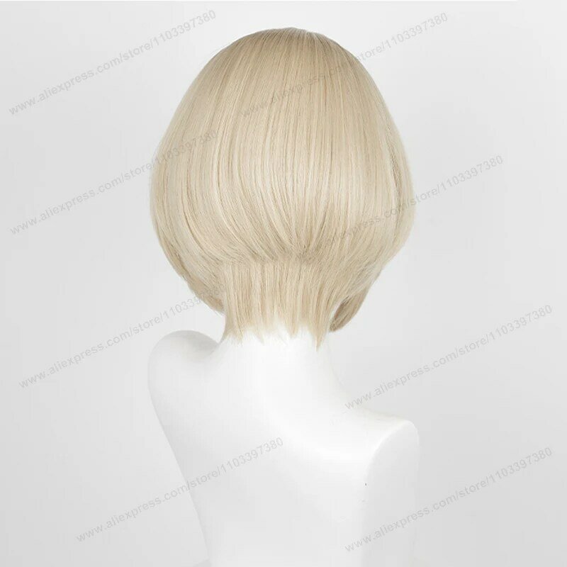 Fontaine-Peluca de Cosplay de minimet para mujer, pelo corto de Anime, resistente al calor, sintético, juego de rol, gorro de peluca, 30cm