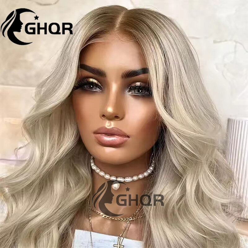 Ombre Ash Platinum Blonde Body Wave Human Hair Wigs  Transparent 13x4 13X6 Lace Front Wigs Pre Plucked Glueless Full Lace Human