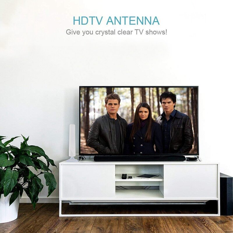 Wewnętrzny telewizor cyfrowa antena HDTV 50 mil wzmacniacz promienia zasięgu DVB-T2 przezroczystą antenę sygnału anteny anteny
