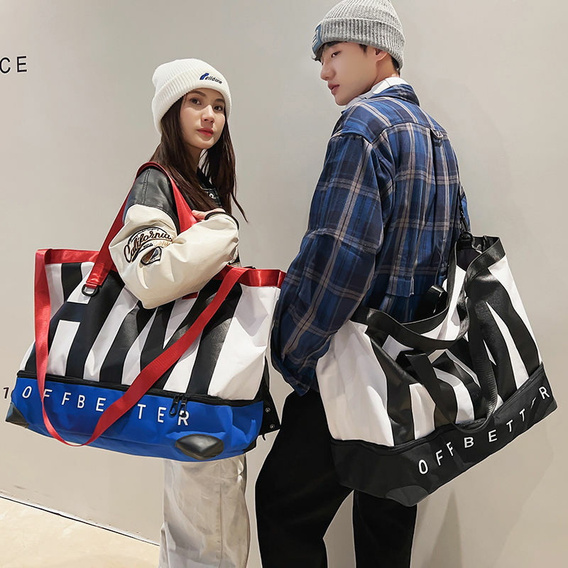 Koreańska modna torba na Fitness duża pojemność podręczny bagaż Crossbody sportowy podróżny na sucho na mokro torba do przechowywania