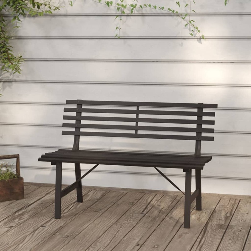 Panca da giardino 43.3 "x 23.2" x 30.1 "sedia da esterno nera in acciaio mobili da portico