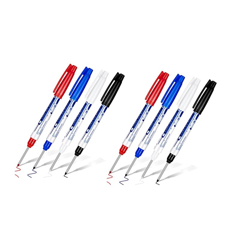 Marcadores de nariz longo impermeável, marcador de alcance profundo, marcadores permanentes, 30mm, 4 cores, 8 pcs