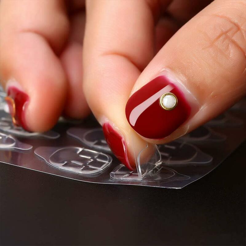 24 szt./arkusz sztuczne paznokcie naklejka z klejem DIY sztuczne paznokcie dwuboczna przezroczysta niewidoczna mocna galaretka podkładka żelowa narzędzie do Manicure na paznokcie