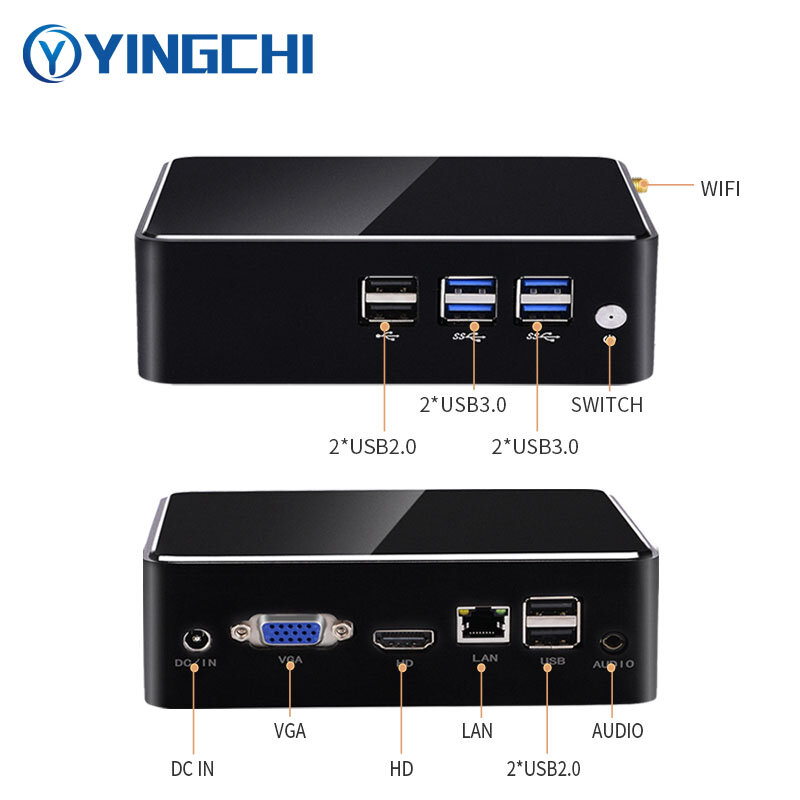 Yingchi mini computer win10 1000m lan core i3-5005U/i5-5200U HD-MI vga 128g 256g ssd wifi kleiner schreibtisch pc