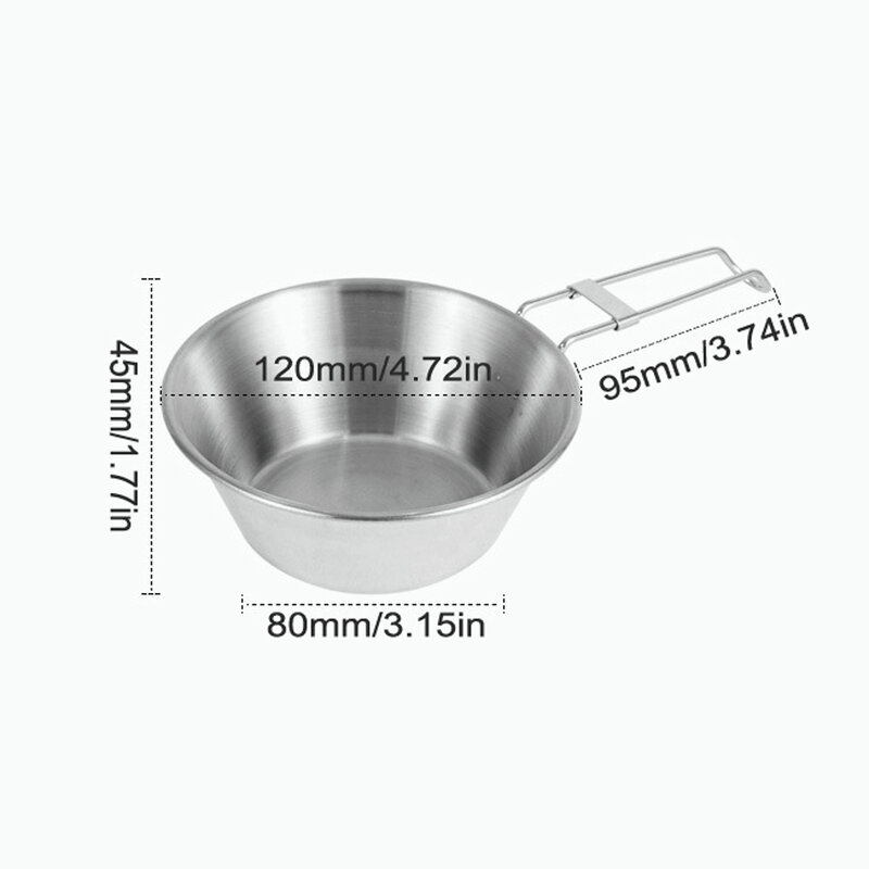 AOTU Outdoor Stainless Steel 300ml 500ml Sierra Bowl Picnic Tableware Portable Barbecue Camping Cup Cookware Bowl Bag