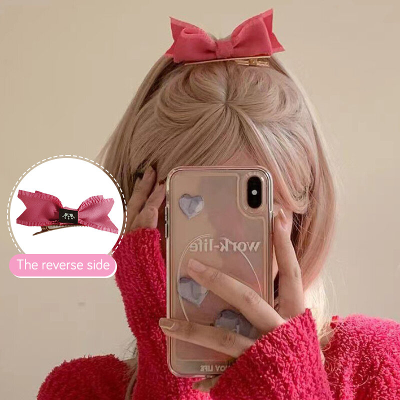 한국 스타일 매력적인 공주 핑크 나비 매듭 머리핀, 여름 패션, 달콤한 악어 클립, 여성 주얼리 헤어 액세서리, 1 PC