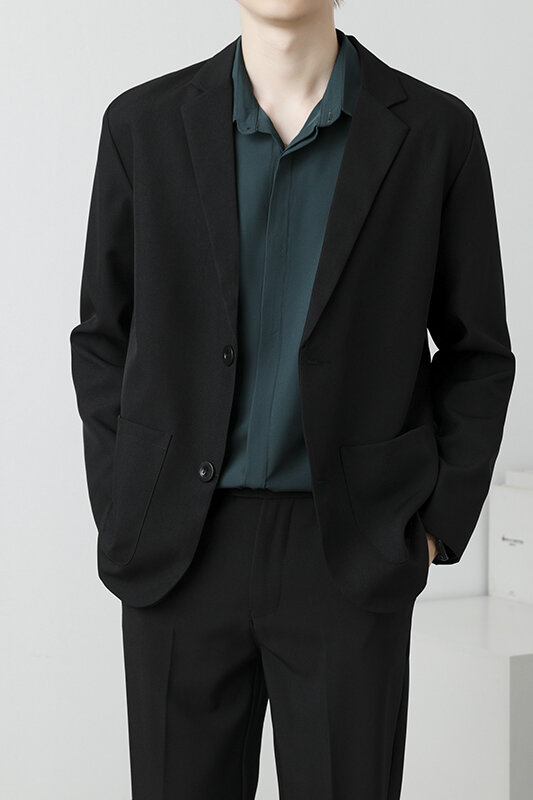 2023 Spring Autumn New Men Blazer Business Fashion Smart Casual Baggy Korean Style Office Slim Fit Trendy Suit Jacket L63