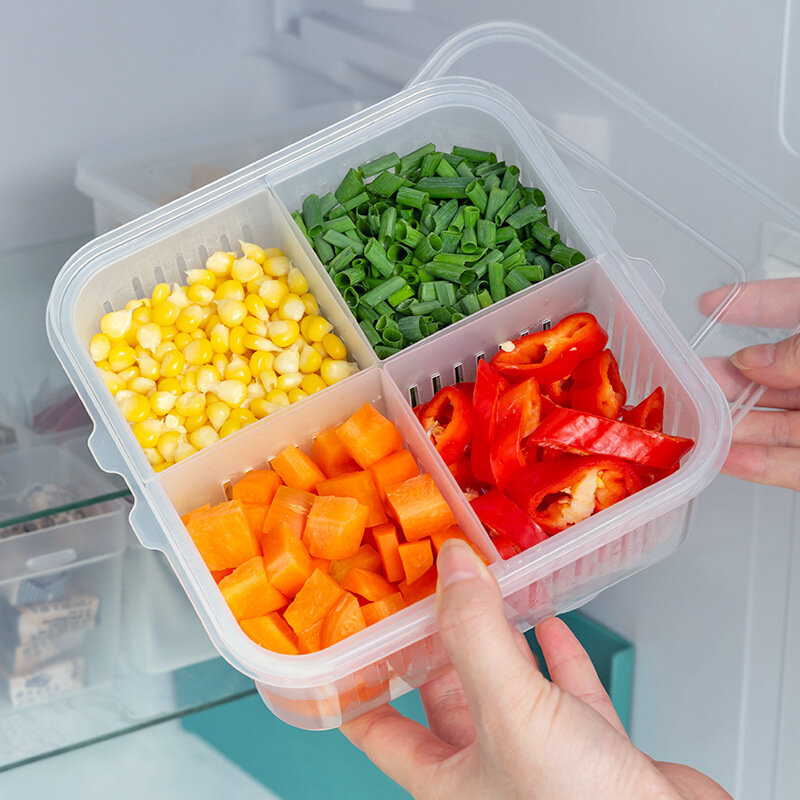 Контейнер для хранения в холодильнике, контейнер для хранения овощей и фруктов с ячейками 4/6 дюйма, прозрачная корзина для слива мяса, лука, имбиря