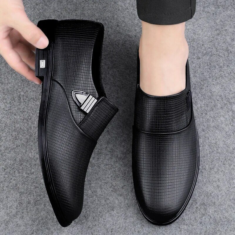 Męskie oddychające buty skórzane czarny miękki skóra miękka dole wiosenne i jesienne męskie biznesowe formalne odzież weselna obuwie Casual