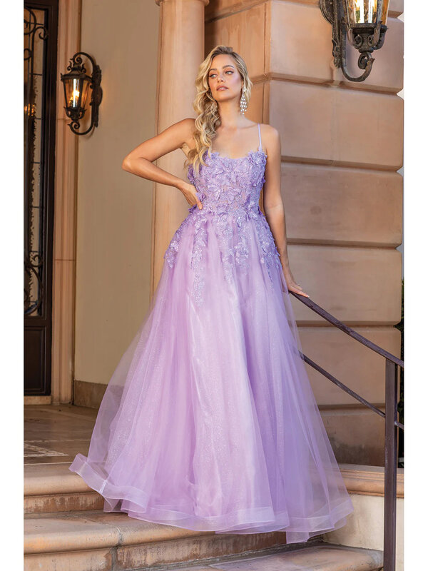 Jessica Purple Prom Dress ricamo Appliqué A forma di A 2024Vestidos De Fiesta occasioni formali fata Tulle Glitter Party Dress
