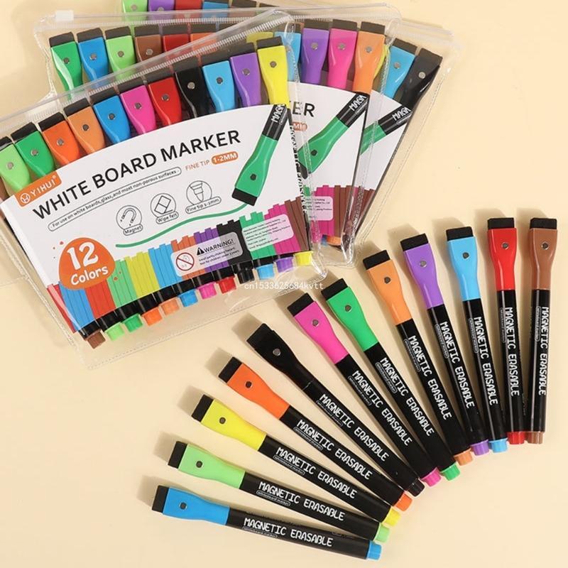 Dry Erases Marker Whiteboard Pen & Eraser Set Dry Wipe Marker Fine Tip Dropship