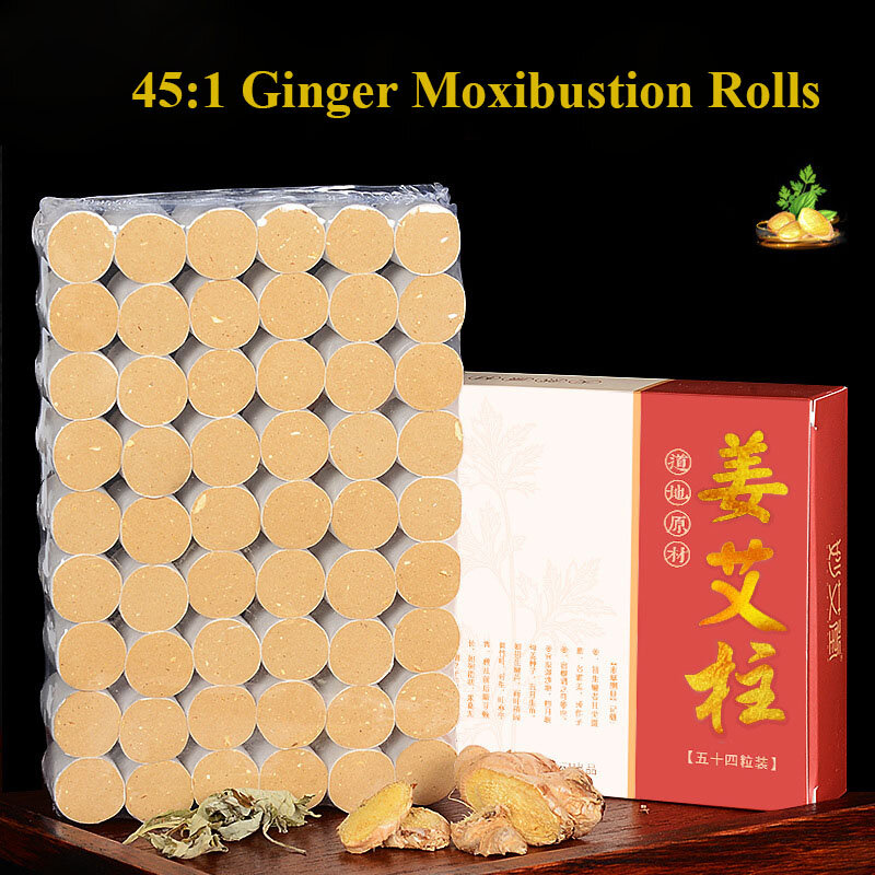 54Pcs Ginger ทอง Moxa ม้วนสมุนไพรจีน Moxibustion การฝังเข็มสุขภาพ Point Therapy Moxa Sticks บรรเทาอาการปวดกล้ามเนื้อผ่อนคลาย